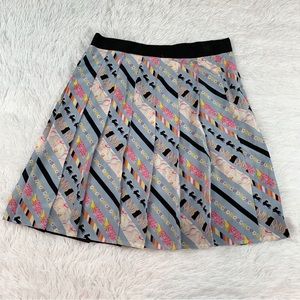 Marc Jacob multicolor striped floral pleated skirt grosgrain waist band